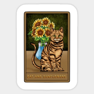 Cat and sunflower Sticker